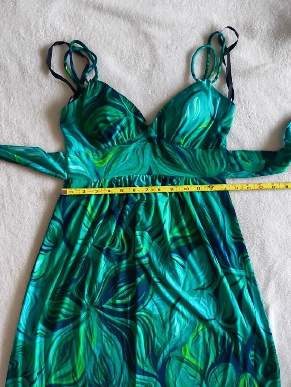 Bisou Bisou Teal and Green Abstract Maxi Dress - Picture 3 of 5